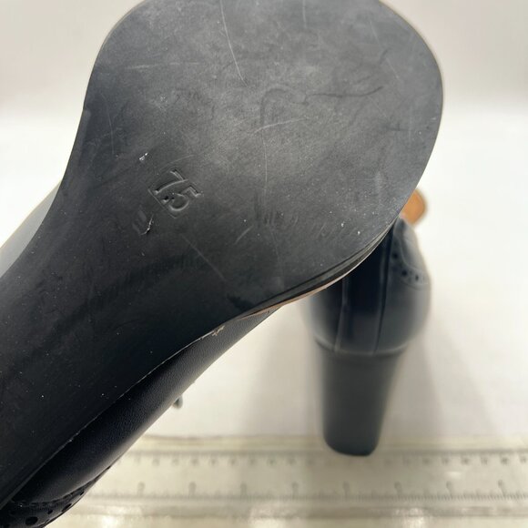 YDN Black/Red Chunky High Heels Round Toe Oxford Loafer Dress Shoe - Picture 6 of 8